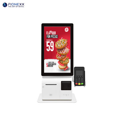 Bom preço 250 nits Brilho Android ou Windows Quiosques de autoatendimento com impressora térmica e scanner QR on-line