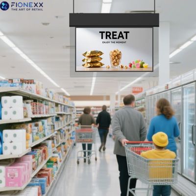 Bom preço Display pendurado de dupla face ultra fino de 43 polegadas, display paisagem com margem de vidro on-line