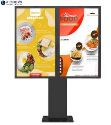 55 polegadas Drive Outdoor através de sinalização digital à prova d'água Dual Screen Drive através de painéis de menu Display LCD Digital Signage para restaurante ao ar livre