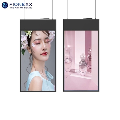 Bom preço Display LCD de janela de dois lados com sinalização digital montada no teto para lojas de retalho on-line