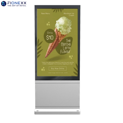 Bom preço 55 polegadas Placa de AD de Prata Exterior Sem Ventilador Vertical Totem Digital Exterior Ecrã de Publicidade Durável on-line